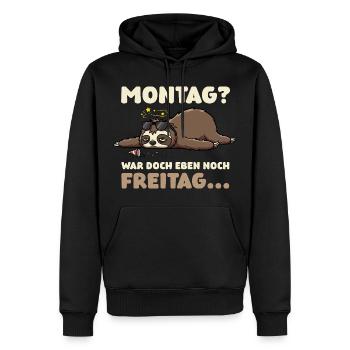 Monday? It was just Friday – sloth - Men’s Premium Organic Hoodie - black - Front - Nico (187cm)