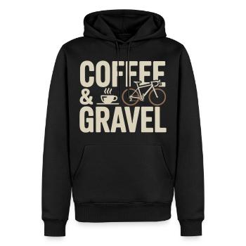 Coffee & Gravel – Gravelbike Lifestyle Shirt - Männer Premium Bio Hoodie - Schwarz - Vorne - Nico (187cm)