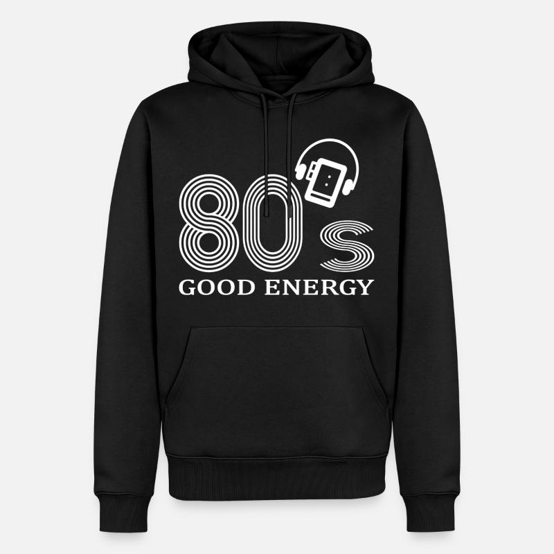 années 80 - Sweat à capuche Premium bio Homme - noir