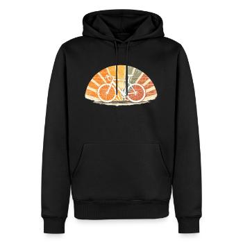 Sunburst Fahrrad Retro Silhouette - Männer Premium Bio Hoodie - Schwarz - Vorne - Nico (187cm)