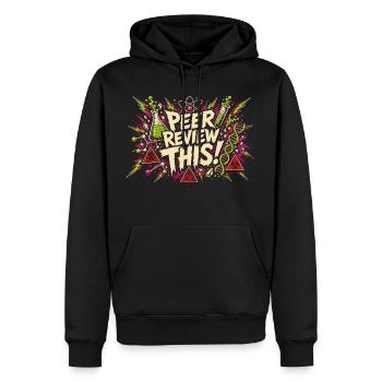 Peer Review This! Comic Lab Chaos - Men’s Premium Organic Hoodie - black - Front - Nico (187cm)