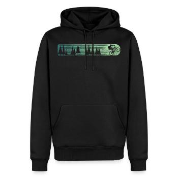Mountain bike T-shirt - Men’s Premium Organic Hoodie - black - Front - Nico (187cm)