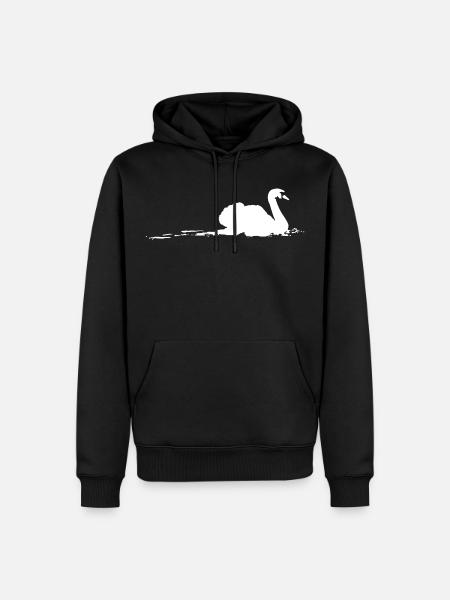 Schwan Silhouette Schwimmen Wasser - Männer Premium Bio Hoodie - Schwarz