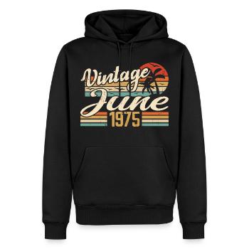 Juni 1975 Jubiläum 1975 Retro 1975 Juni 1975 - Männer Premium Bio Hoodie - Schwarz - Vorne - Nico (187cm)