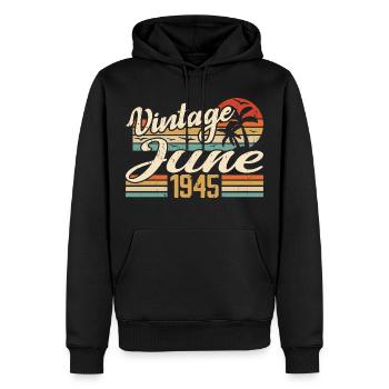 June 1945 Anniversary 1945 Retro 1945 June 1945 - Men’s Premium Organic Hoodie - black - Front - Nico (187cm)