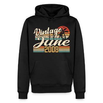 Juni 2008 Jubiläum 2008 Retro 2008 Juni 2008 - Männer Premium Bio Hoodie - Schwarz - Vorne - Nico (187cm)