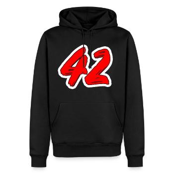 42 - numéros popart rouges - Sweat à capuche Premium bio Homme - noir - Devant - Nico (187cm)