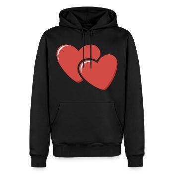 2 Herzen - Männer Premium Bio Hoodie - Schwarz - Vorne - Nico (187cm)
