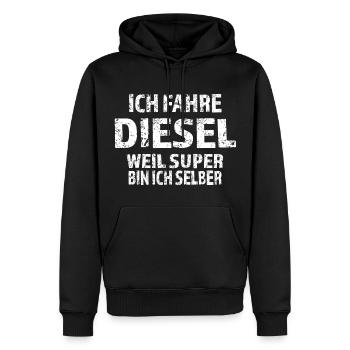 DIESEL POWER - Men’s Premium Organic Hoodie - black - Front - Nico (187cm)