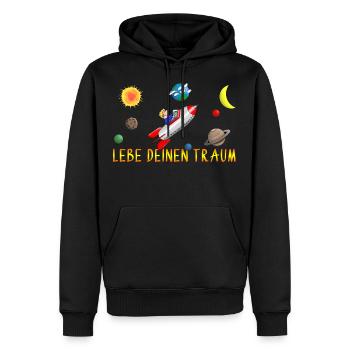 Lebe deinen Traum - Männer Premium Bio Hoodie - Schwarz - Vorne - Nico (187cm)