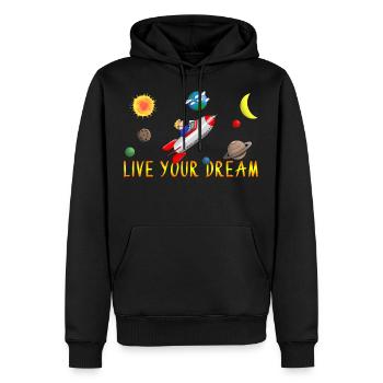 live your dream - Men’s Premium Organic Hoodie - black - Front - Nico (187cm)