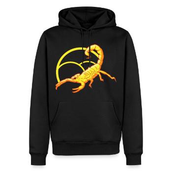 Giftiger gelber Skorpion droht mit seinem Stachel - Männer Premium Bio Hoodie - Schwarz - Vorne - Nico (187cm)