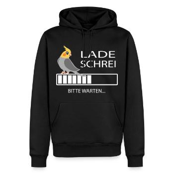 Vogel Motiv - Lade Schrei -Nymphensittich - Männer Premium Bio Hoodie - Schwarz - Vorne - Nico (187cm)