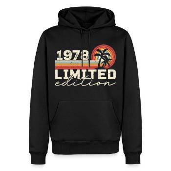 Jahrgang 1978 Retro 1978 Jubiläumsgeschenk - Männer Premium Bio Hoodie - Schwarz - Vorne - Nico (187cm)