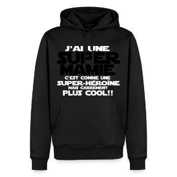 j'ai une super mamie - Sweat à capuche Premium bio Homme - noir - Devant - Nico (187cm)