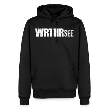 WRTHRSee - Wörthersee -Treffen weiß Vintage - Männer Premium Bio Hoodie - Schwarz - Vorne - Nico (187cm)