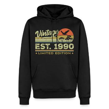 Jahrgang 1990er Genial Seit 1990er Geschenk 1990er Retro - Männer Premium Bio Hoodie - Schwarz - Vorne - Nico (187cm)