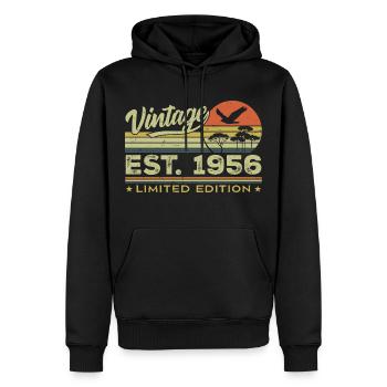 Jahrgang 1956 Genial seit 1956 Geschenk 1956 Retro - Männer Premium Bio Hoodie - Schwarz - Vorne - Nico (187cm)