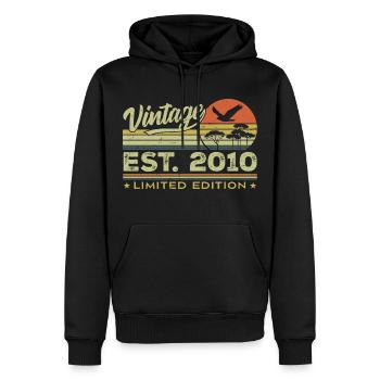 Jahrgang 2010 fantastisch seit 2010 Geschenk 2010 Retro - Männer Premium Bio Hoodie - Schwarz - Vorne - Nico (187cm)