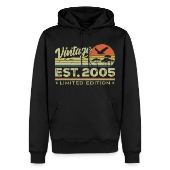 Vintage 2005 Génial Depuis 2005 Cadeau 2005 Rétro - Sweat à capuche Premium bio Homme - noir - Devant - Nico (187cm)