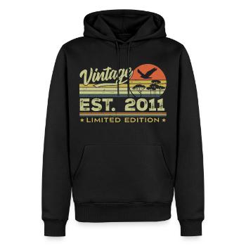 Vintage 2011 Génial Depuis 2011 Cadeau 2011 Rétro - Sweat à capuche Premium bio Homme - noir - Devant - Nico (187cm)