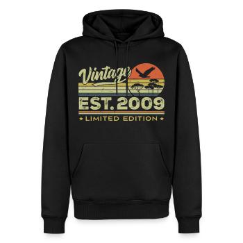 Vintage 2009 Fantastisch seit 2009 Geschenk 2009 Retro - Männer Premium Bio Hoodie - Schwarz - Vorne - Nico (187cm)