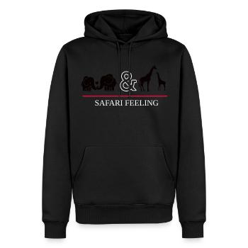 Safari - Männer Premium Bio Hoodie - Schwarz - Vorne - Nico (187cm)
