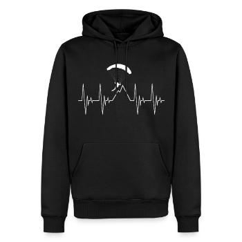 Ski Parapente Heartbeat ECG Mountains - Sweat à capuche Premium bio Homme - noir - Devant - Nico (187cm)