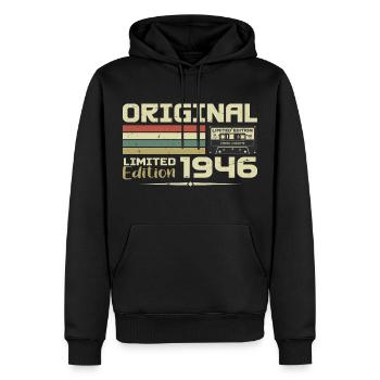 Retro 1946 Geburtstagsgeschenk Jahrgang 1946 Original - Männer Premium Bio Hoodie - Schwarz - Vorne - Nico (187cm)