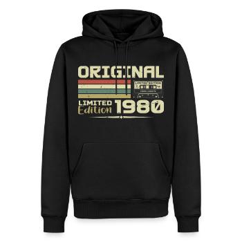 Retro 1980er Jahre Original Geburtstagsgeschenk aus den 1980er Jahren - Männer Premium Bio Hoodie - Schwarz - Vorne - Nico (187cm)