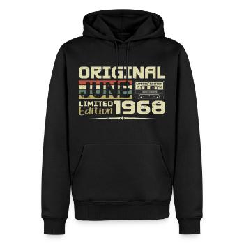 Juin 1968 Vintage Nées En Juin 1968 Anniversaire - Sweat à capuche Premium bio Homme - noir - Devant - Nico (187cm)