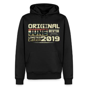 Juin 2019 Vintage Nées En Juin 2019 Anniversaire - Sweat à capuche Premium bio Homme - noir - Devant - Nico (187cm)