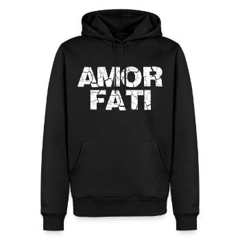 Amor Fati - Sweat à capuche Premium bio Homme - noir - Devant - Nico (187cm)