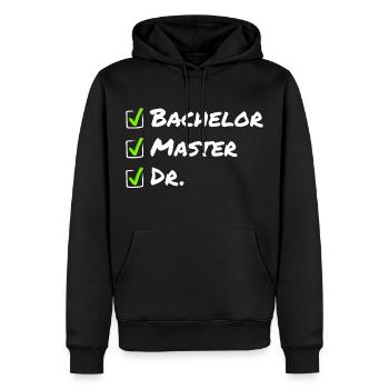 Bachelor Master Dr - Lustige Abschlusspromotion - Männer Premium Bio Hoodie - Schwarz - Vorne - Nico (187cm)