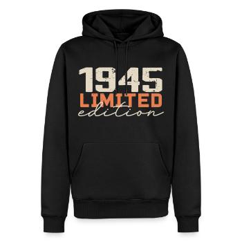 Né en 1945 | Vintage 1945 Anniversaire Rétro - Sweat à capuche Premium bio Homme - noir - Devant - Nico (187cm)
