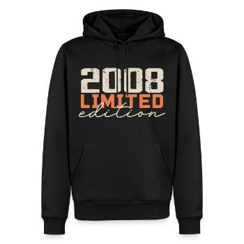 Né en 2008 | Vintage 2008 Anniversaire Rétro - Sweat à capuche Premium bio Homme - noir - Devant - Nico (187cm)
