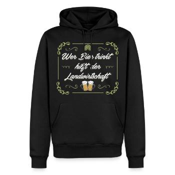 Wer Bier trinkt hilft der Landwirtschaft! - Männer Premium Bio Hoodie - Schwarz - Vorne - Nico (187cm)