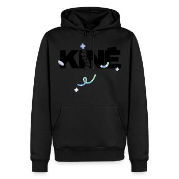 Kiné Cadeau pour Masseur Kinésithérapeute - Sweat à capuche Premium bio Homme - noir - Devant - Nico (187cm)