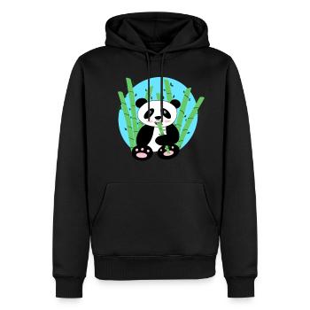 Panda und Bambus - Männer Premium Bio Hoodie - Schwarz - Vorne - Nico (187cm)