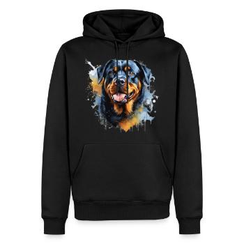 Vibrant Rottweiler Splash Art | Audacieux Amoureux des chiens Pri - Sweat à capuche Premium bio Homme - noir - Devant - Nico (187cm)