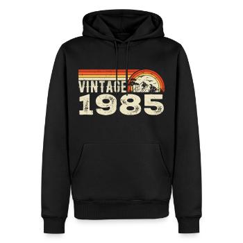 Vintage 1985 Cadeau Anniversaire 1985 Rétro 1985 - Sweat à capuche Premium bio Homme - noir - Devant - Nico (187cm)