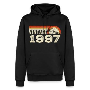 Vintage 1997 Cadeau Anniversaire 1997 Rétro 1997 - Sweat à capuche Premium bio Homme - noir - Devant - Nico (187cm)