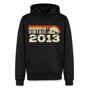 Vintage 2013 Cadeau Anniversaire 2013 Rétro 2013 - Sweat à capuche Premium bio Homme - noir - Devant - Nico (187cm)