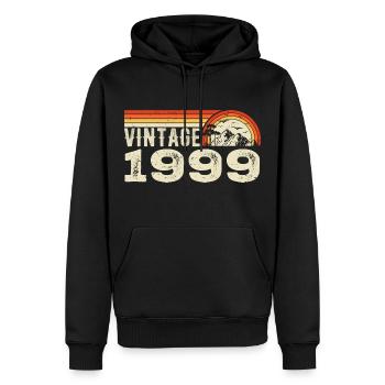 Jahrgang 1999 Retro 1999 Geburtstagsgeschenk 1999 - Männer Premium Bio Hoodie - Schwarz - Vorne - Nico (187cm)