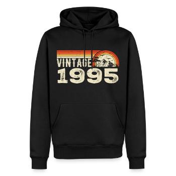 Jahrgang 1995 Geburtstagsgeschenk 1995 Retro 1995 - Männer Premium Bio Hoodie - Schwarz - Vorne - Nico (187cm)