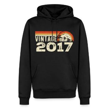 Vintage 2017 Cadeau Anniversaire 2017 Rétro 2017 - Sweat à capuche Premium bio Homme - noir - Devant - Nico (187cm)