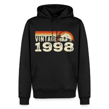Jahrgang 1998 Retro 1998 Geburtstagsgeschenk 1998 - Männer Premium Bio Hoodie - Schwarz - Vorne - Nico (187cm)