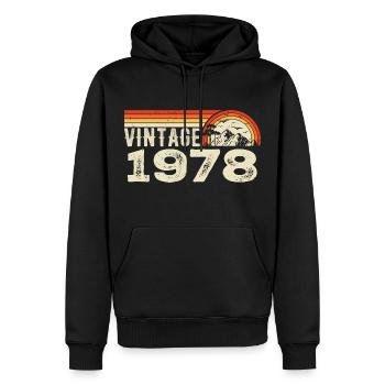 Vintage 1978 Cadeau Anniversaire 1978 Rétro 1978 - Sweat à capuche Premium bio Homme - noir - Devant - Nico (187cm)