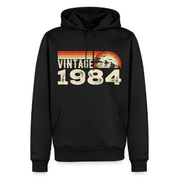 Vintage 1984 Cadeau Anniversaire 1984 Rétro 1984 - Sweat à capuche Premium bio Homme - noir - Devant - Nico (187cm)