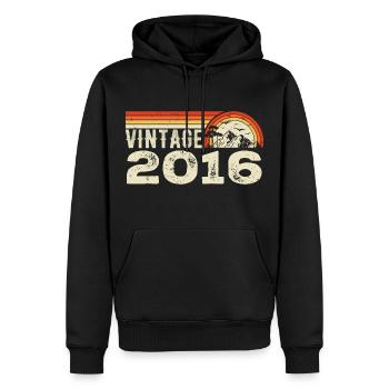 Vintage 2016 Cadeau Anniversaire 2016 Rétro 2016 - Sweat à capuche Premium bio Homme - noir - Devant - Nico (187cm)